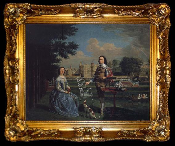 framed  Edward Haytley Sir Roger and Lady Bradshaigh of Haigh Hall,Landscaskire, ta009-2